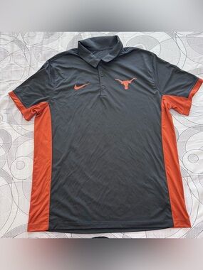 Nike Black Polo with Burnt Orange Accents - Texas Longhorns Logo